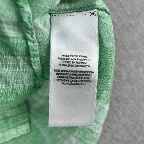 Ralph Lauren Linen Shirt Mens L Long Sleeve Button-Down Classic Fit Green Plaid - Picture 8 of 12